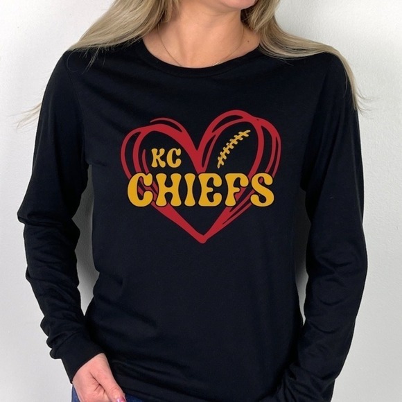 Tops - Kansas City Chiefs Sweatshirt Chiefs Fan Sweatshirt Kc Chiefs Heart Football 1